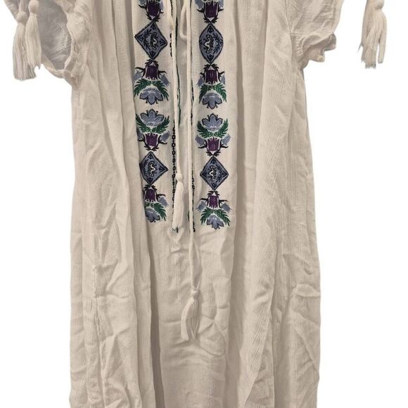 Ash & Sara Women's White Rayon Lined Embroidered Dress - Picture 5 of 10